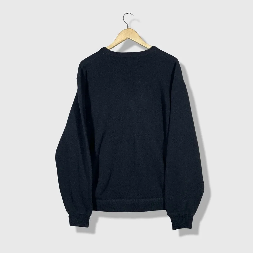 IZOD V-Neck Sweater‎ Mens Large Black Vintage Preppy Minimalist Casual Acrylic